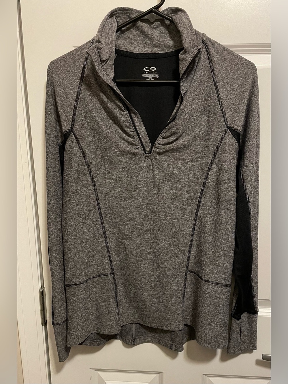 Champion Gray Quarter-Zip Running Pullover Jacket Size M